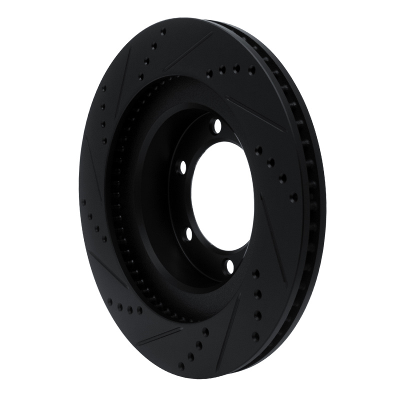 Lexus GX470 Brake Rotor (1) - Front Right - R1 Concepts - Drilled & Slotted - Black - `03-`09